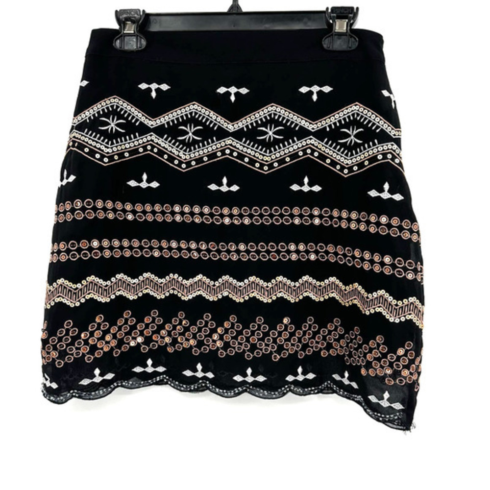 NWT‎ Paper Crane size medium mini skirt black with bronze white embellisments